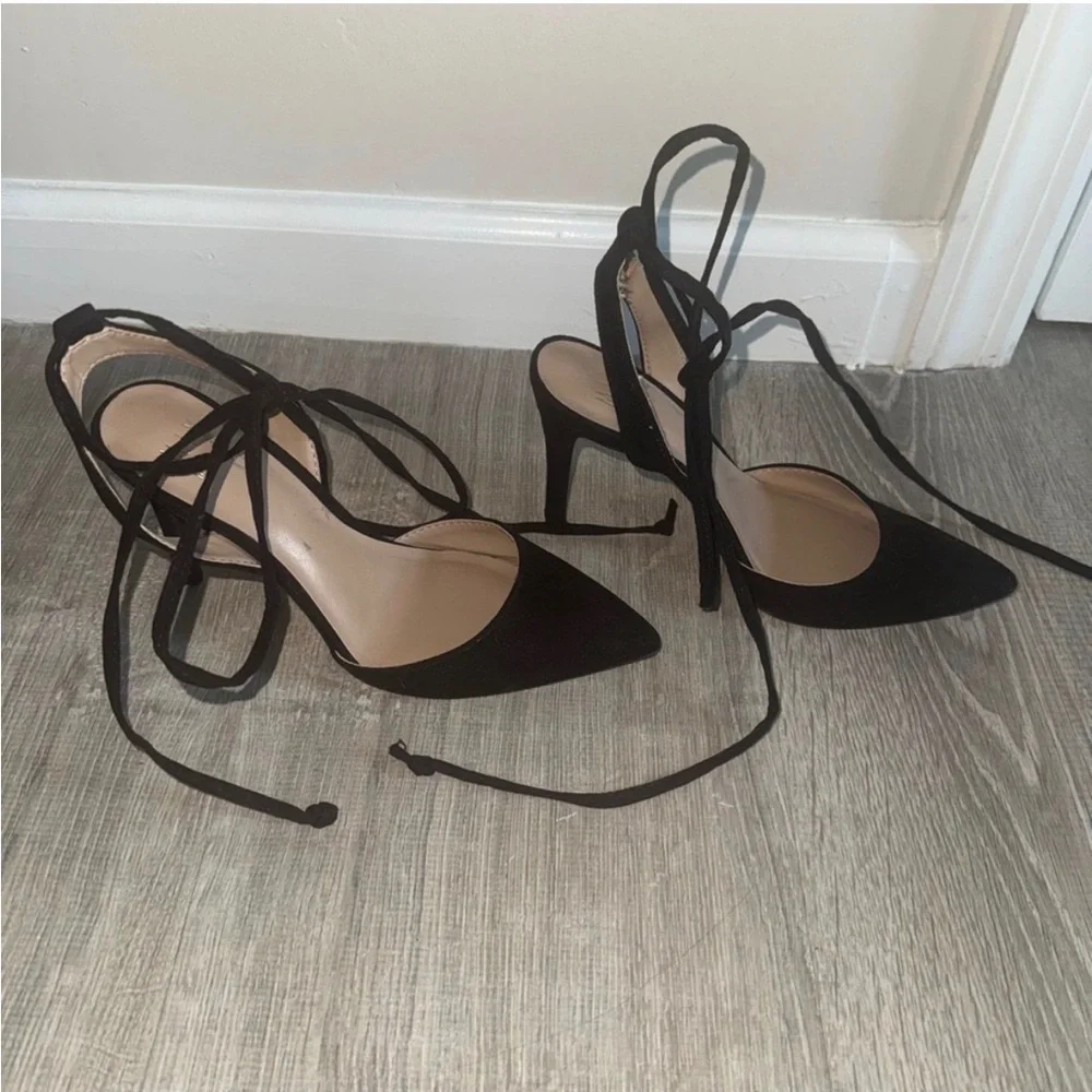 Mix No. 6 Black Lace-Up Heels
